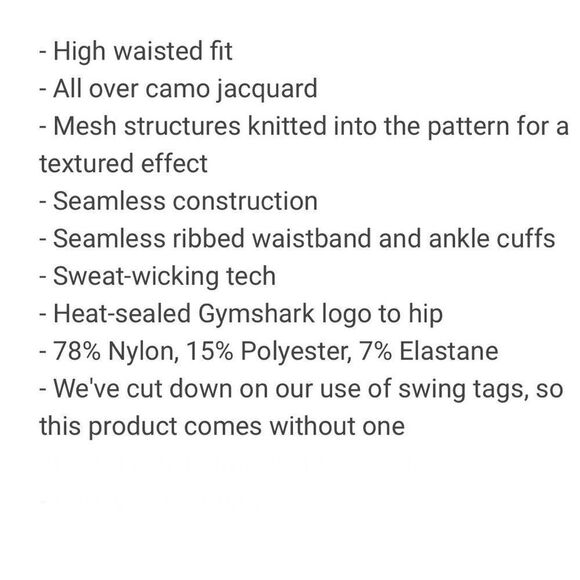 Gymshark Adapt Camo Leggings Moss Olive High Rise XS Workout - Picture 13 of 13